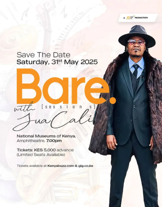 Save the Date! 🎷 Bare with [Session S] Juacali on Sat, 31st May 2025 at the National Museums of Kenya, Amphitheatre