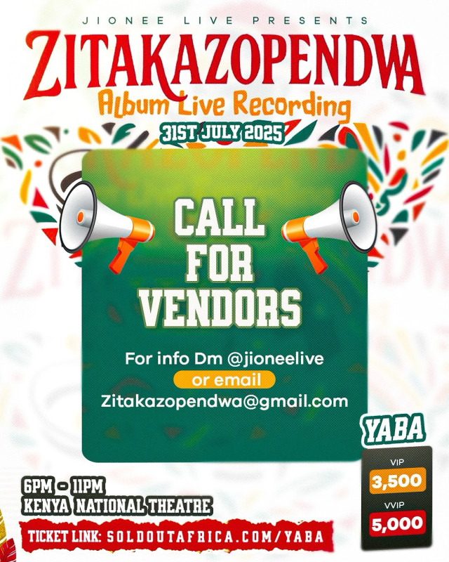 07-31 Join the live recording of the Zitakazopenda album at Kenya National Theatre