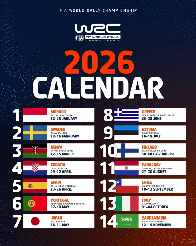 08-27 2026 FIA World Rally Championship Calendar