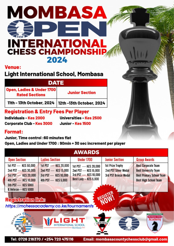 Mombasa Open International Chess Championship 2024 At Light International School, Mombasa