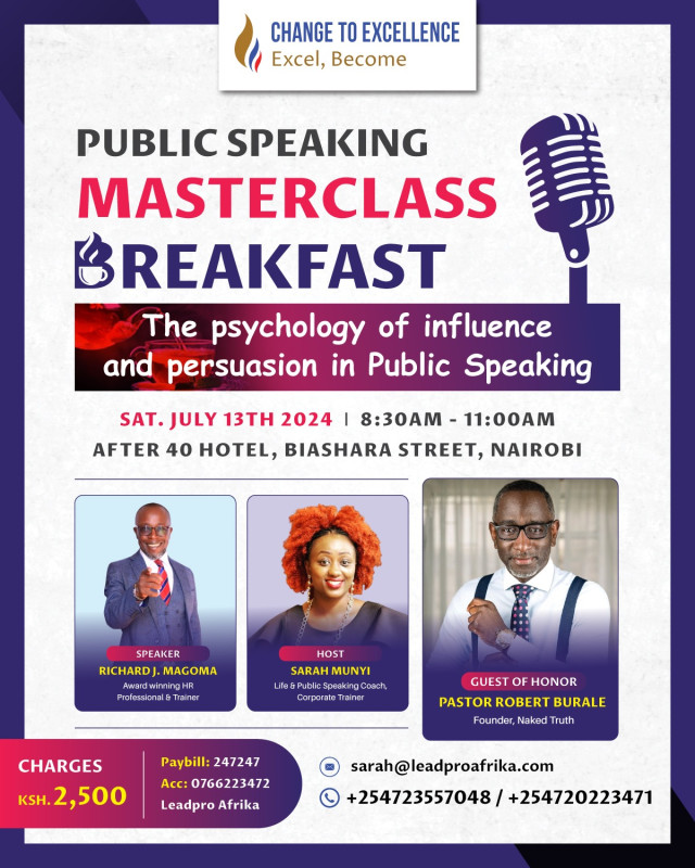 Public Speaking Masterclass Breakfast At After 40 Hotel Biashara Street Nairobi