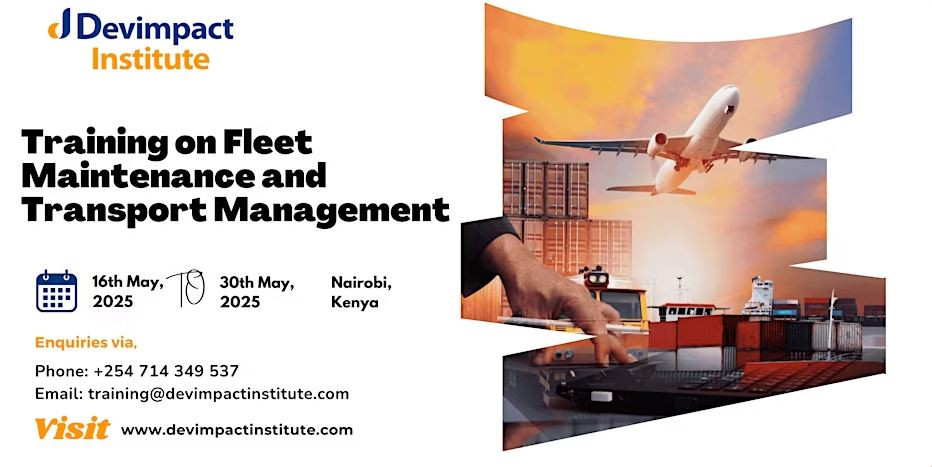 Training on Fleet Maintenance and Transport Management on Best Western Plus Meridian Hotel at May 26 · 8am - May 30 · 4pm EAT