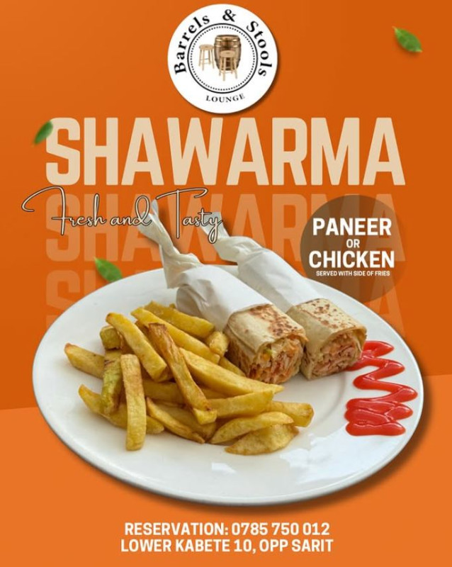 Fresh Shawarma at Barrels & Stools Lounge
