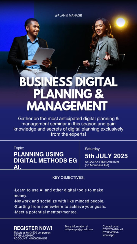BUSINESS DIGITAL PLANNING AND MANAGEMENT on 05, Sat Jul 2025 at GALAXY INN ARTHI RIVER (off Mombasa Rd)