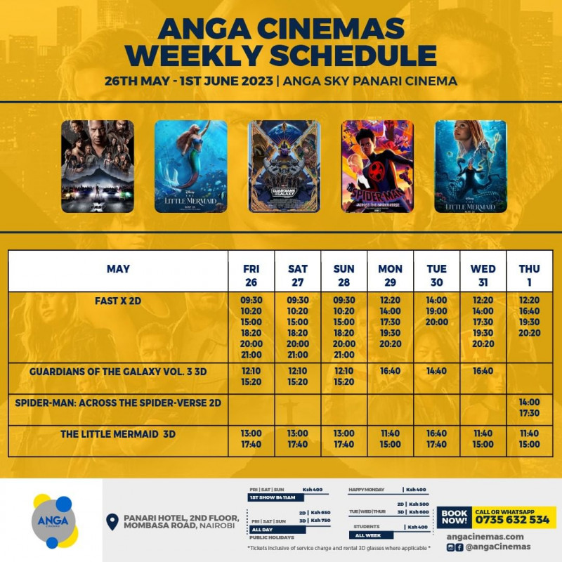 Event Weekly Movie Schedule Anga Sky Panari Cinemas