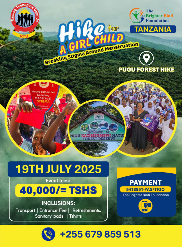 Join us on 19th July 2025 at Pugu Forest for a powerful hike to raise awareness and support for menstrual health! at Pugu Kazimzumbwi Natural Forest Reserve, Tanzania
