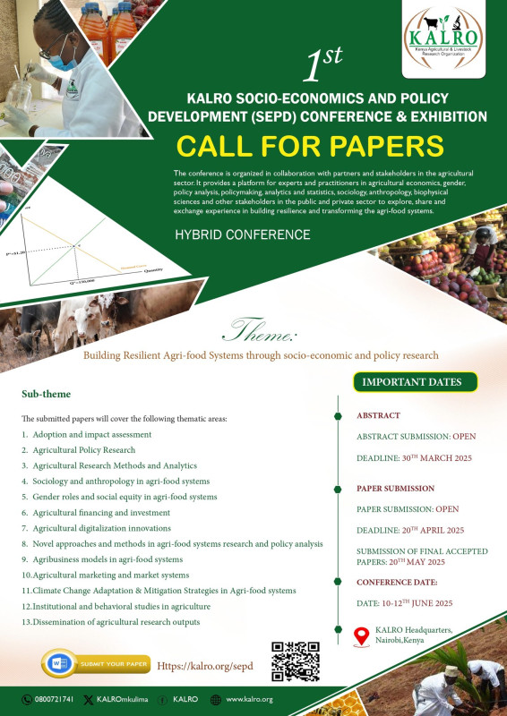 10 -12 KALRO SEPD Conference 2025 Call for Papers