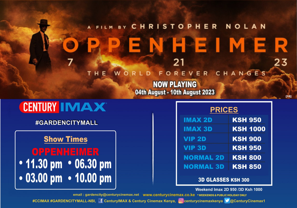 Oppenheimer Screening Schedule Century Cinemax Garden City Mall