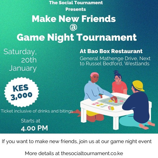 Make New Friends at Game Night Tournament Baobox Cafe Westlands