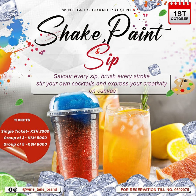 Shake Paint and Sip Wine Tails Brand Cocktails Bar Ngong Road