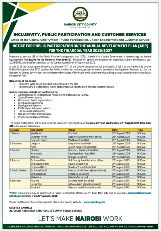08-26 Public Participation at Various Nairobi Venues