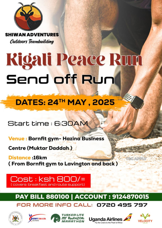 Join us for a special send-off run on 24th May, starting from Bornfit Gym (Hazina Business Centre, Nairobi).