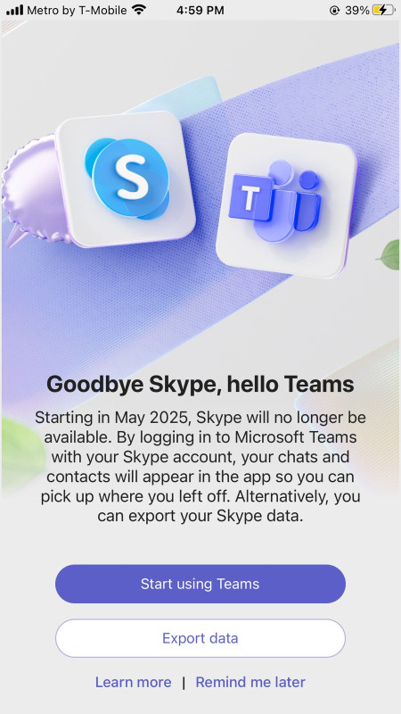 Goodbye Skype, Hello Teams!
