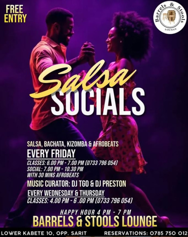 Salsa Socials at Barrels & Stools Lounge Every Friday