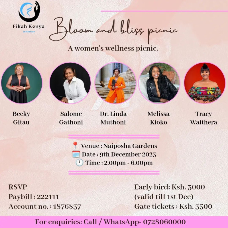 Bloom And Bliss Picnic A women's Wellness Picnic Naiposha Gardens