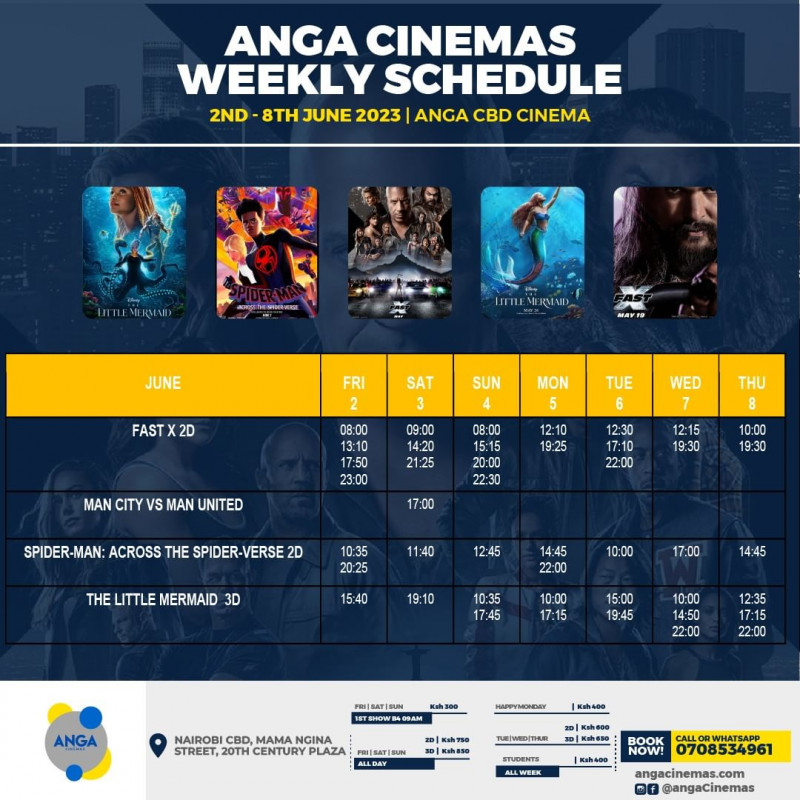 Weekly Movie Schedule Anga Cinemas CBD