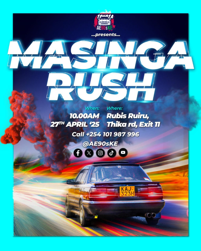 Masinga Rush – Presented by Alboske on Sunday, 27th April 2025 at Rubis Ruiru, Thika Road (Exit 11)