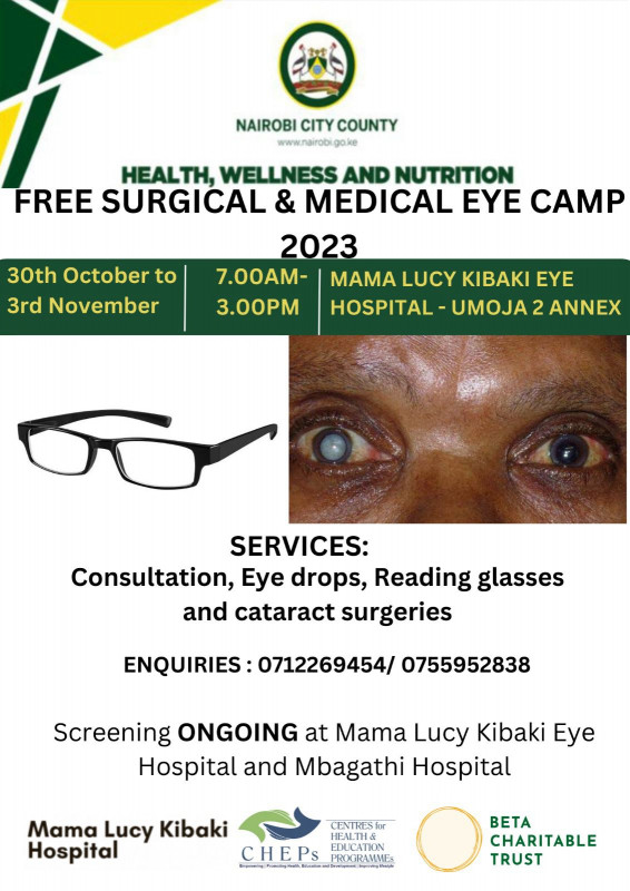 Free Surgical and Medical Eye Camp 2023 Mama Lucy Kibaki Eye Hospital