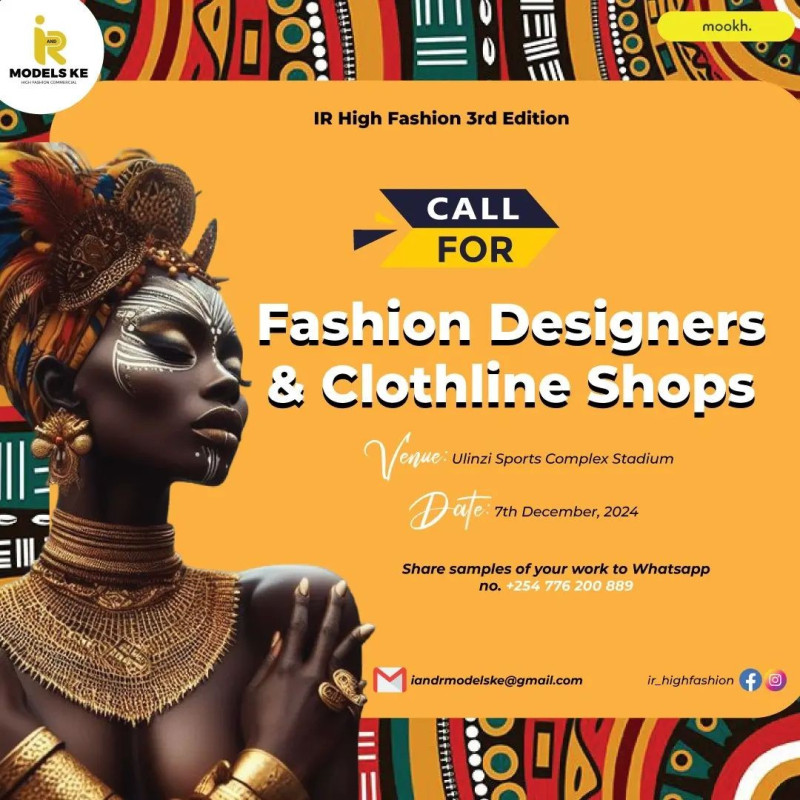 Call For Fashion Designers And Clothline Shops At Ulinzi Sports Complex, Langata Road