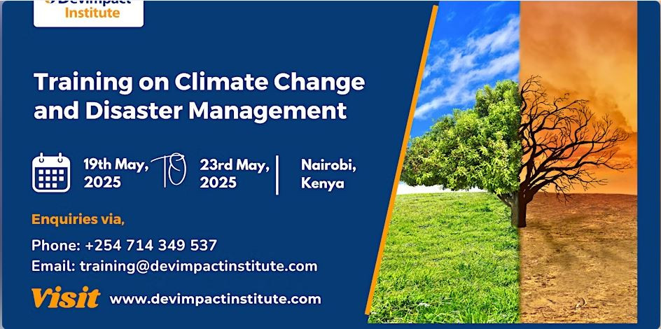 Training on Climate Change and Disaster Management on Monday, May 19 at Best Western Plus Meridian Hotel