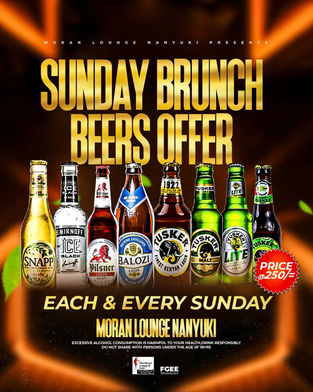 Sunday Brunch Beers Offer At Moran Lounge And Grill, Nanyuki