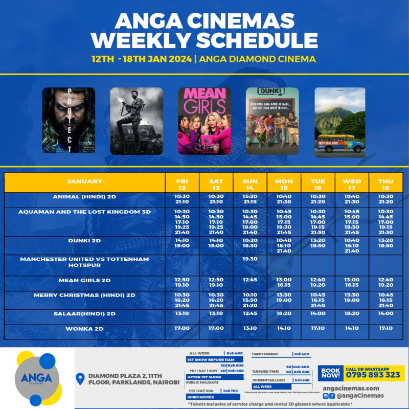 Weekly Movie Schedule Anga Diamond Cinema Diamond Plaza Parklands