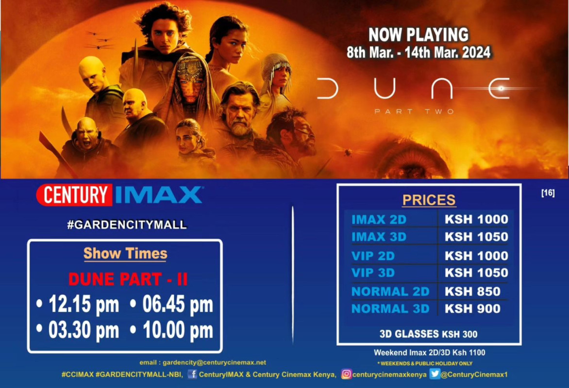 Dune Part Two Screening Schedule Century Imax Garden City Mall