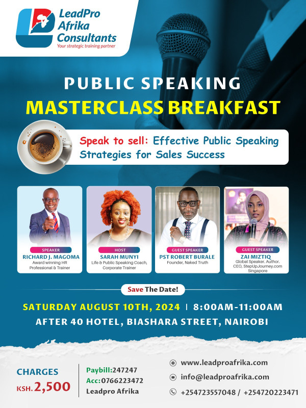 Public Speaking Masterclass Breakfast At After 40 Hotel, Biashara Street Nairobi