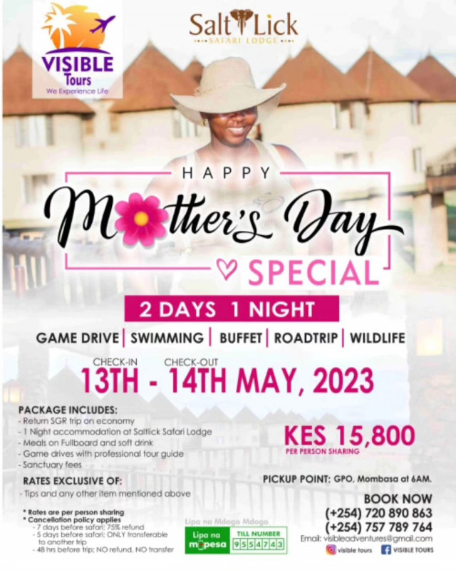 Visible Tours Mother Day Special Salt Lick Safari Lodge