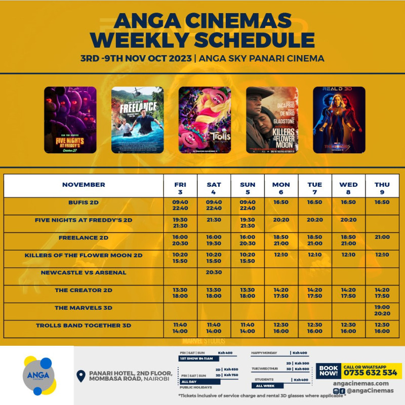 Weekly Movie Schedule Anga Sky Panari Cinema Panari Hotel Mombasa Road