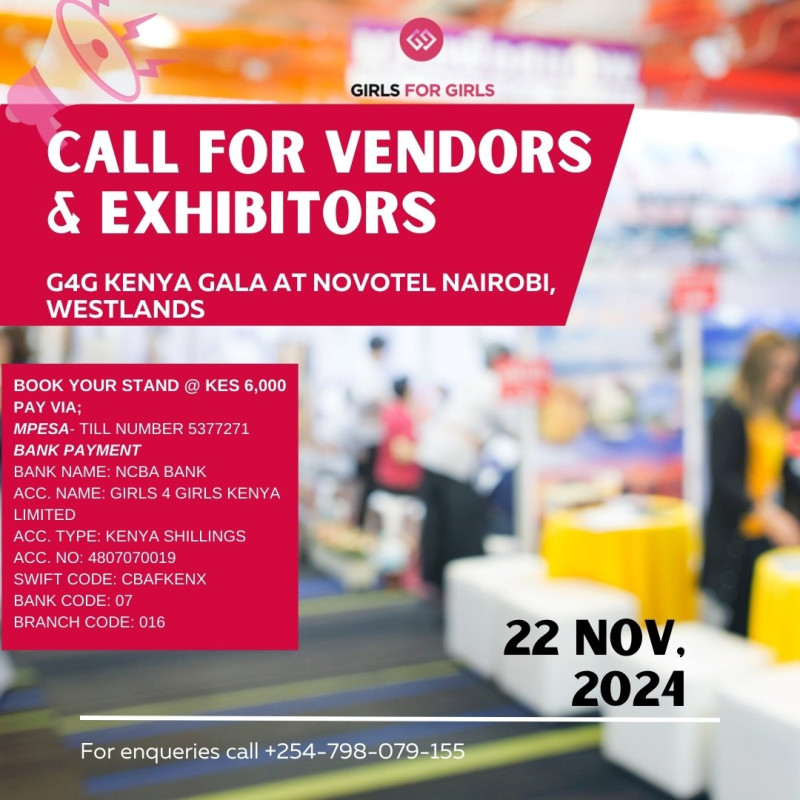 Call For Vendors And Exhibitors At G4g Kenya Gala At Novotel Nairobi, Westlands