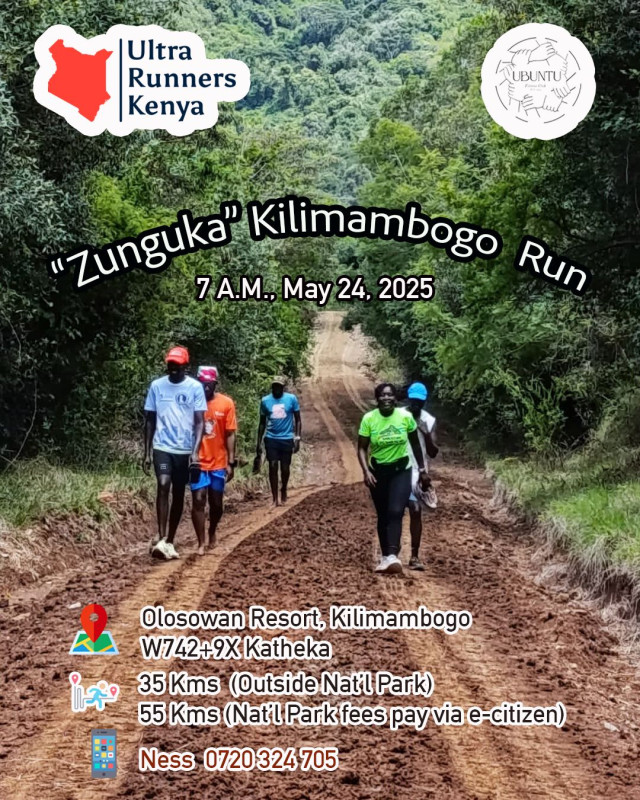 7 A.M., May 24, 2025 Ready to take on the challenge? Join us for the “Zunguka” Kilimambogo Run! at Olosowan Resort, Kilimambago