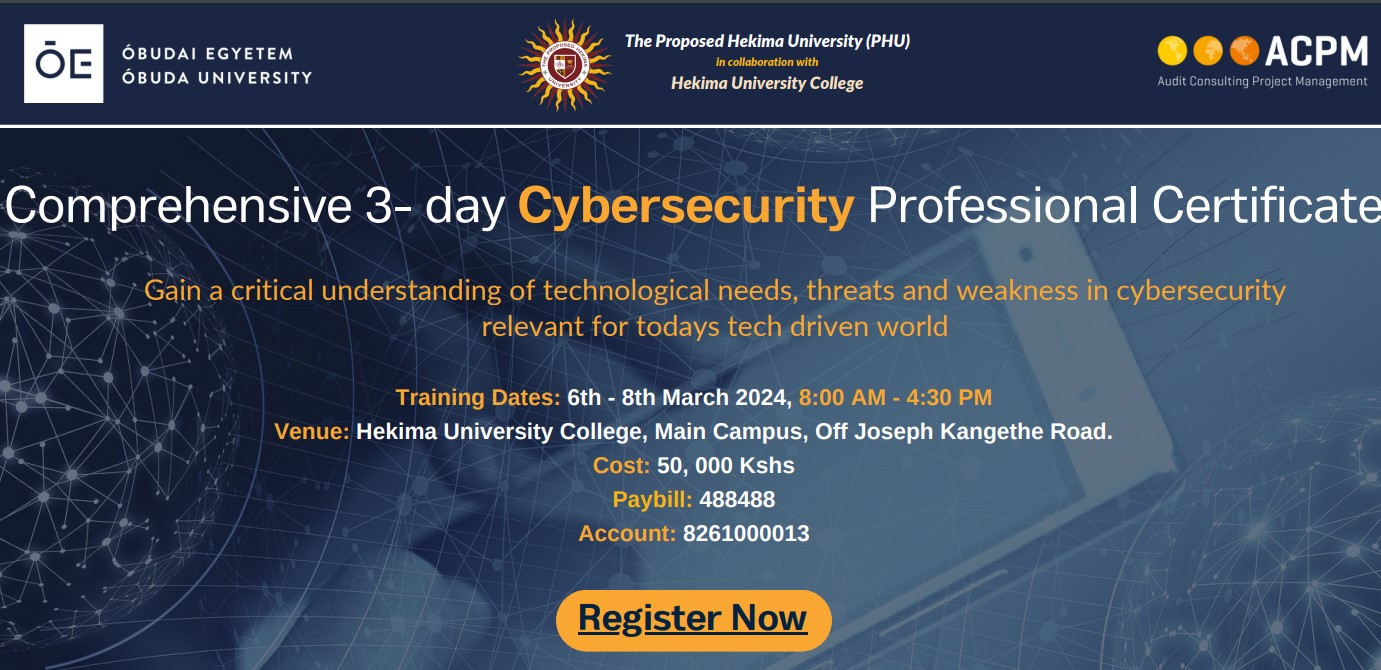 Comprehensive 3-Day Cybersecurity Professional Certificate Hekima University College Main Campus