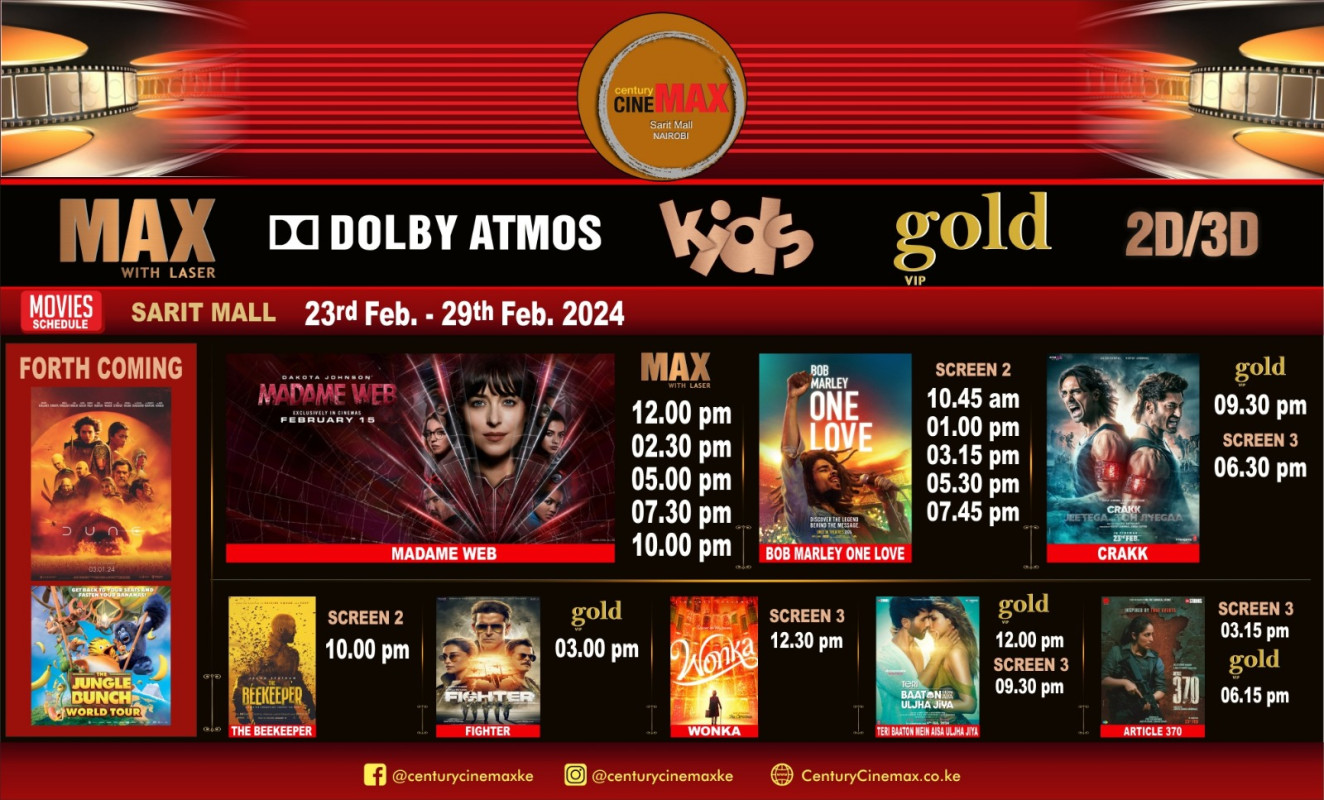 Weekly Movie Schedule Century Cinemax at Sarit Mall