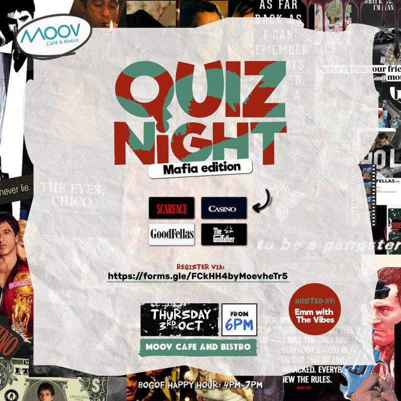 Quiz Night Mafia Edition At Moov Cafe And Bistro