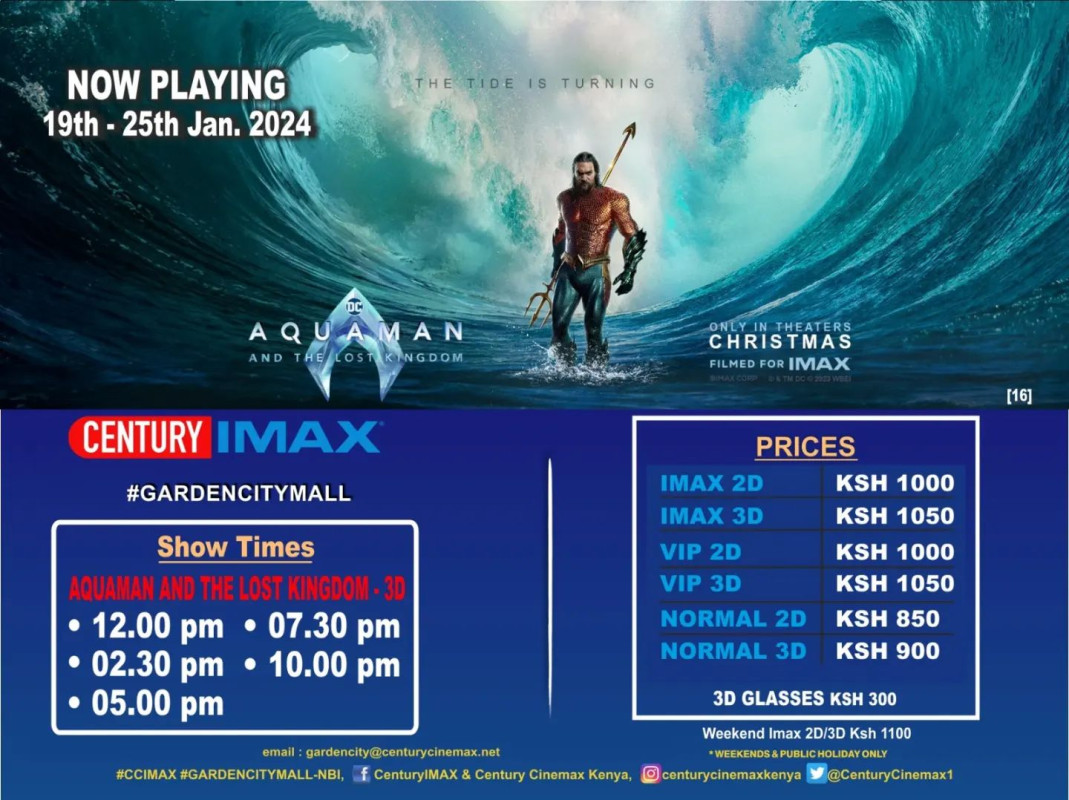 Aquaman and The Lost Kingdome Screening Schedule