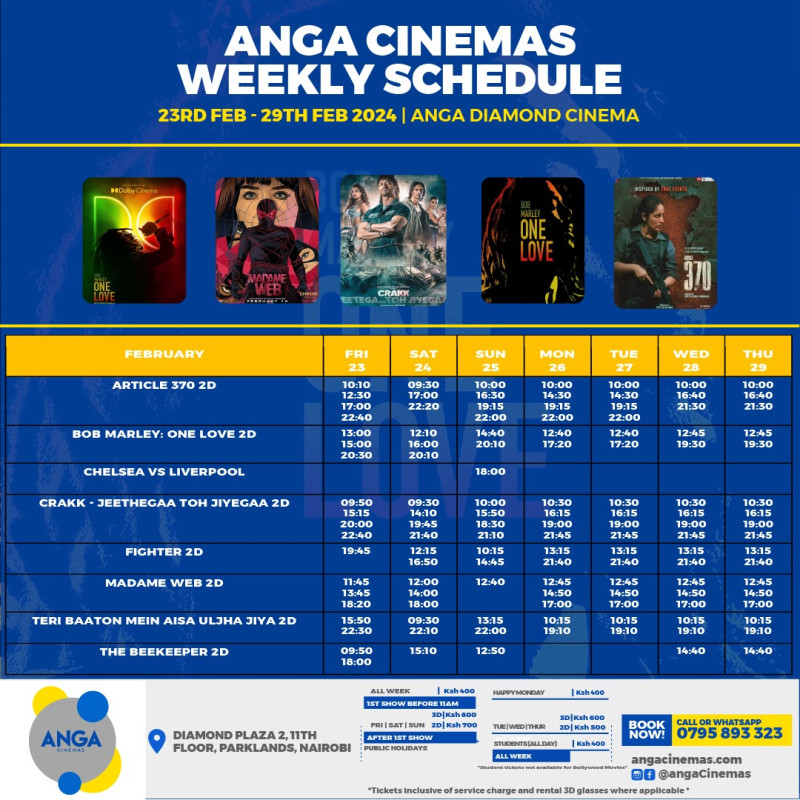 Weekly Movie Schedule Anga Diamond Cinema at Diamond Plaza Parklands