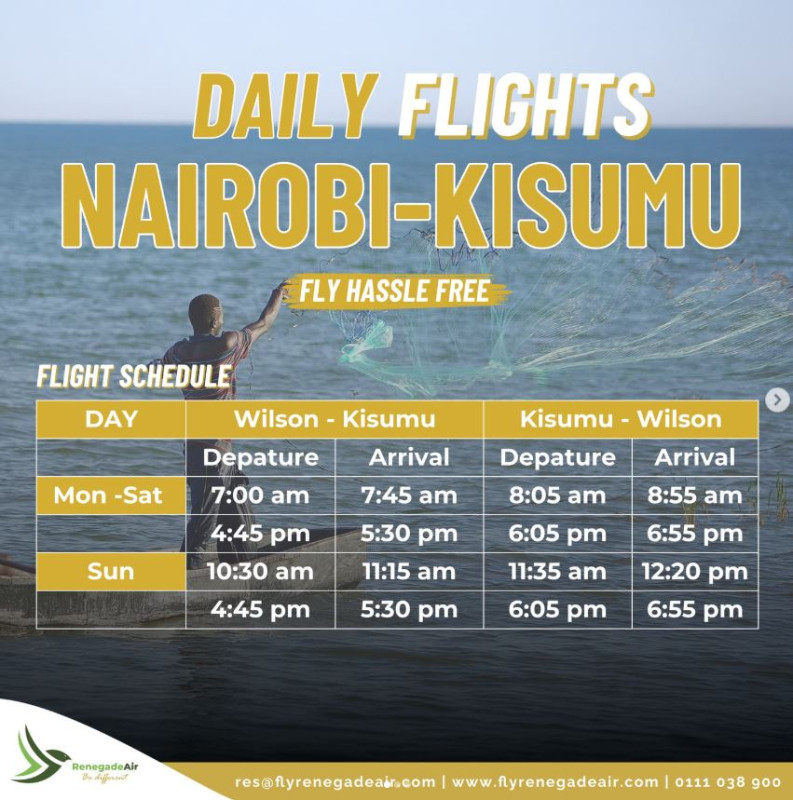 08-13 Daily Flights at Wilson and Kisumu Airports