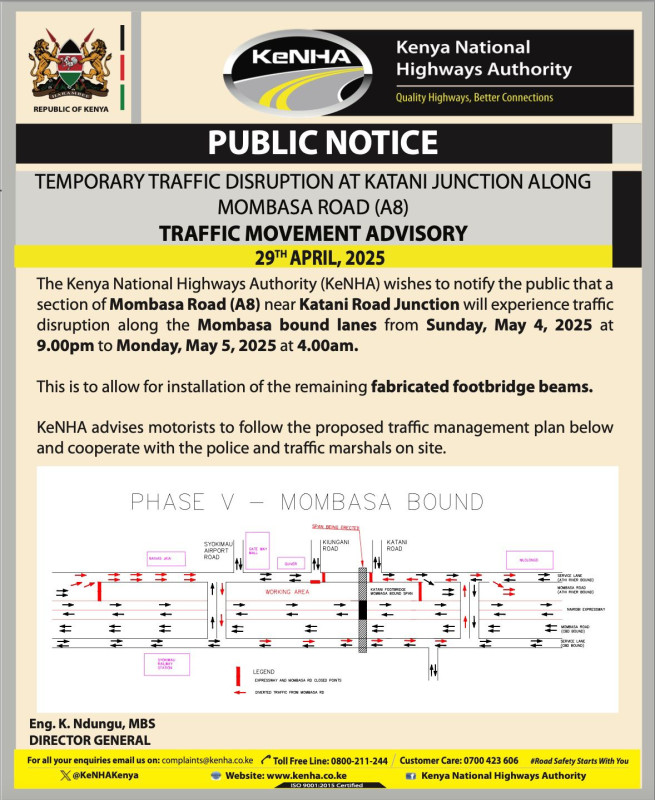 30- 04 Why Section Of Mombasa Road Will Be Closed For 6 Hours