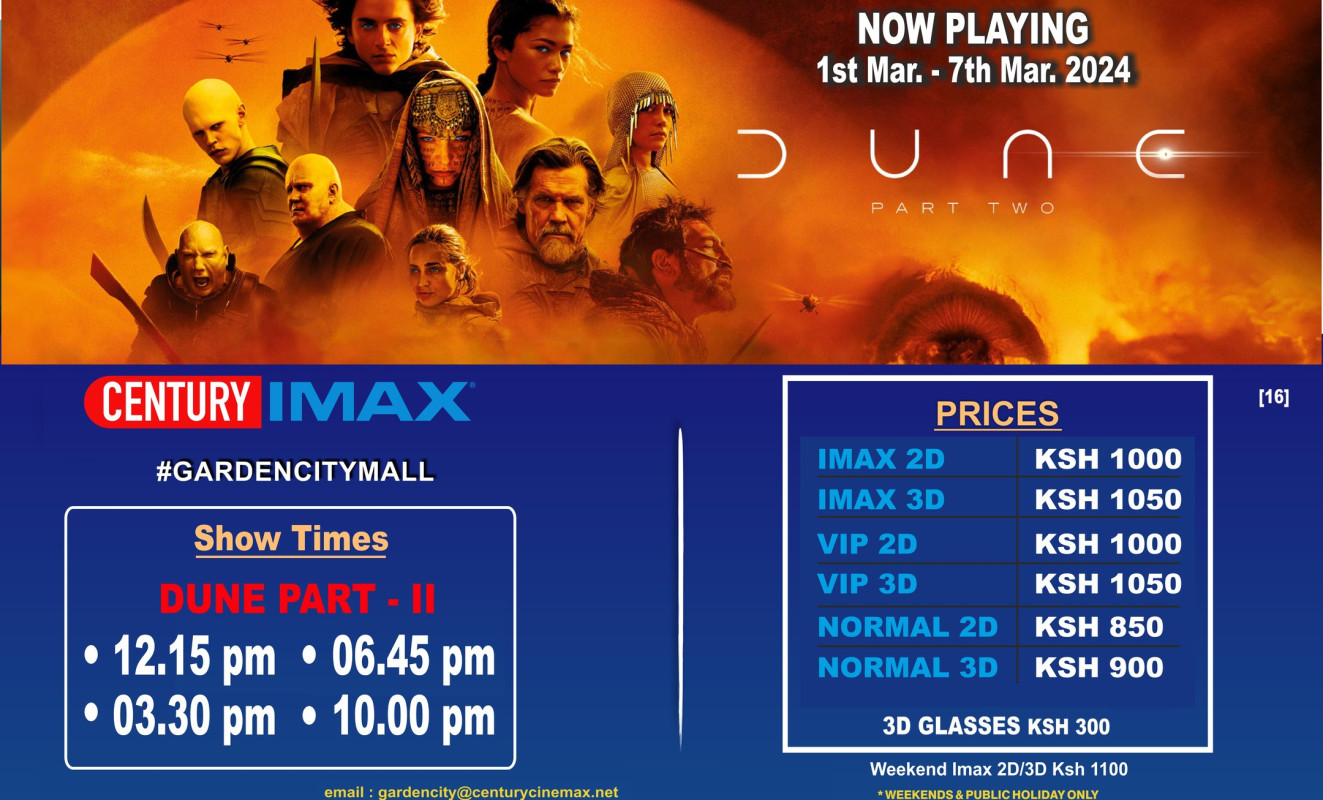 Dune Weekly Screening Schedule Century Imax Garden City Mall