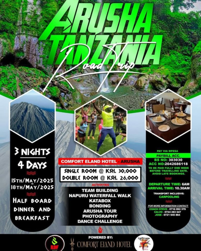 15-18 Arusha Tolania Nights 4-Day Getaway!