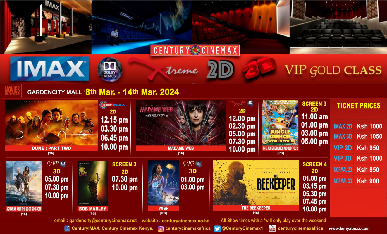 Weekly Movie Schedule at Century Imax Garden City Mall