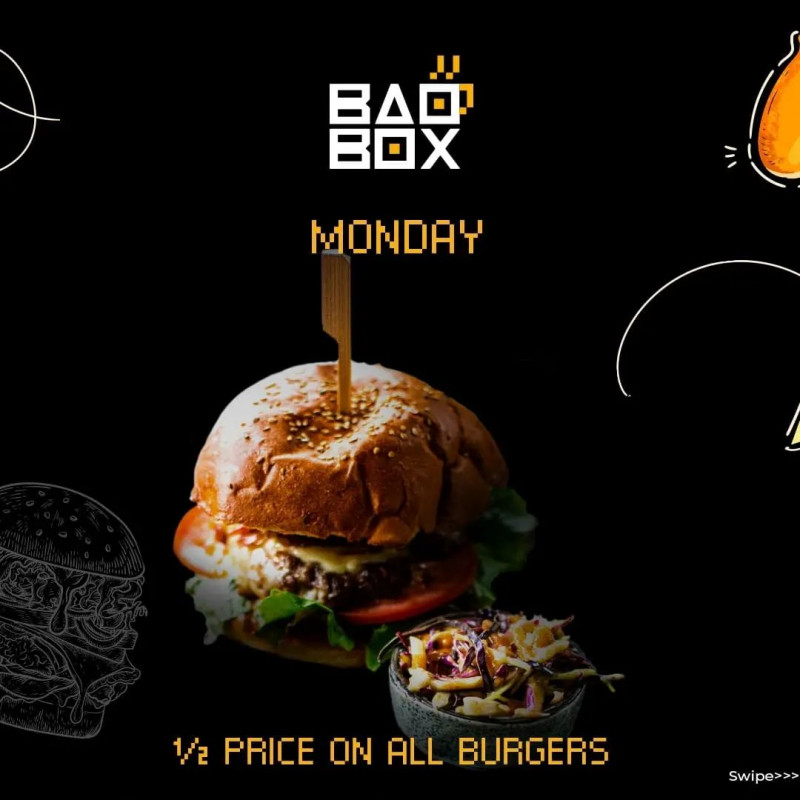 Tuesday Half Price on All Pizzas Baobox Cafe